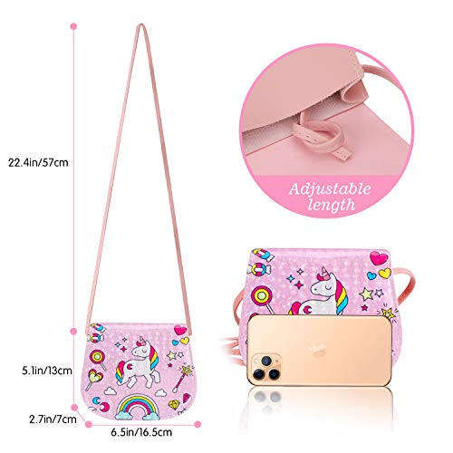 Hifot Unicornio Cuero Bolsos Bandolera Monedero para niñas, Gioielli Brillante Anillos Collares Pulseras Pelo Clip Pendientes Conjunto ,Juegos de rol Fiesta Accesorios Vestido Dress up Caja de Regalo