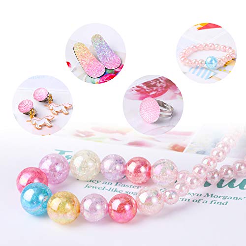 Hifot Unicornio Niña Bolso Monedero Joyas Accesorios Princesa Collar Pulsera Pendientes Anillos Pinzas de Cabello,Bandolera Favores del Partido del Traje Regalo para Vestir Juego de imaginación