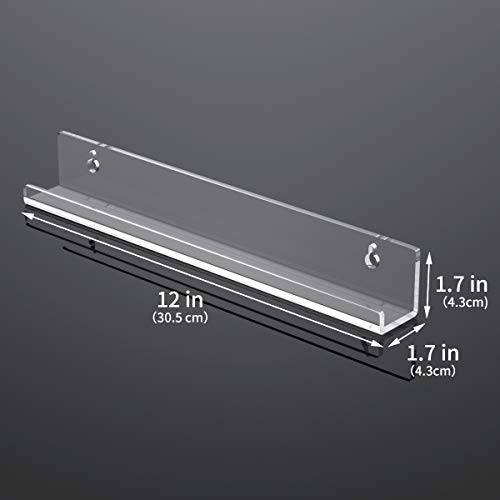 HIIMIEI Soporte de pared para 6 discos de vinilo y fotos, 31,6 x 13,2 x 5,6 cm, estantes flotantes de acrílico con 13 tornillos de pared, transparente