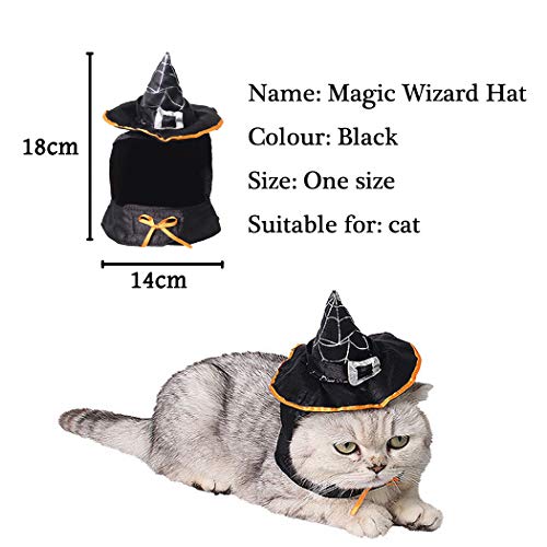 Hillento Linda Bruja de Capa con Capucha, Disfraz de Brujo de Halloween para Perros pequeños y Gatito Gato, Disfraz de Gato