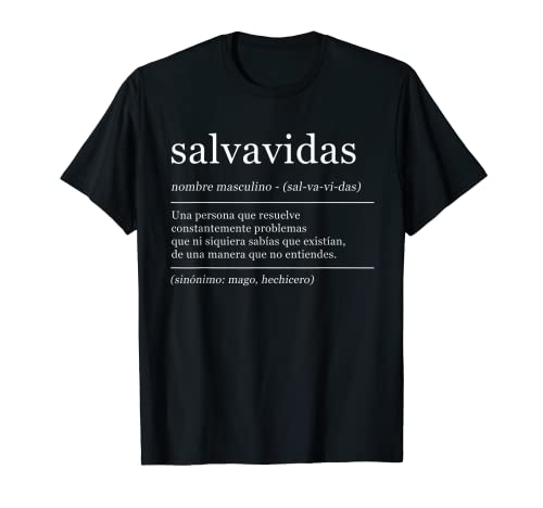 Hombre Diccionario Salvavidas Socorrista Definición Camiseta
