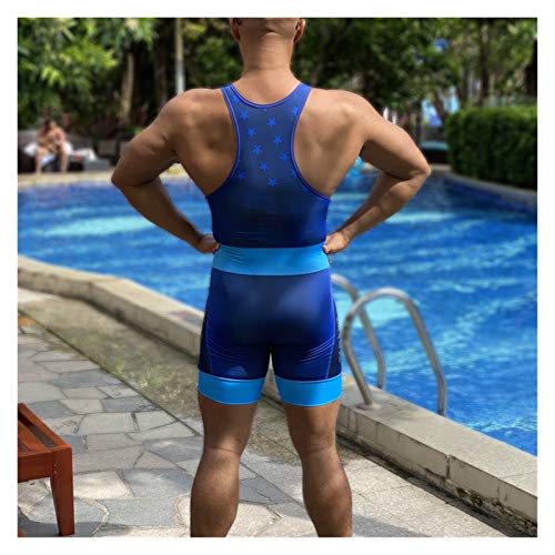 Hombres Body Undershirt,de lucha del Camiseta de lucha libre del equipo de EE UU Para hombre americano mallas de levantamiento de pesas equipo de lucha traje personalizable ( Color : Red , Size : S )