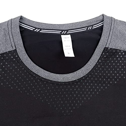 Hombres Camisas para Correr Deportes Manga Larga Aptitud física Culturismo T-Shirts Ajuste seco Cima Sudaderas Negro L