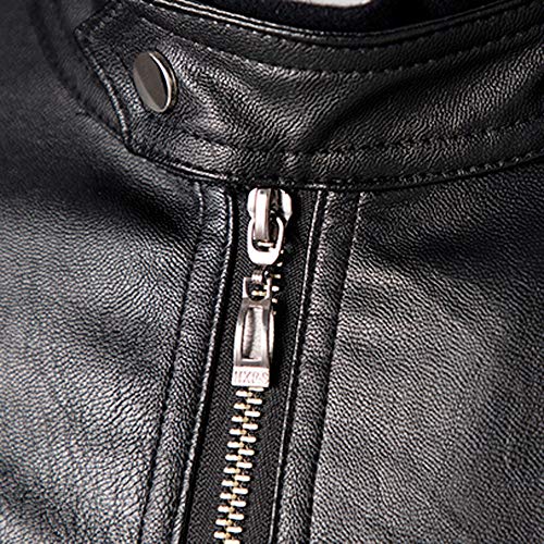 Hombres Chaqueta Moto Invierno Chaqueta Cuero Delgada Moda Manga Larga Gran tamaño Abrigo Casual Jacket con Cremallera Parka Pullover RIOU