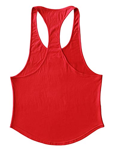 Hombres Culturismo Camiseta sin Mangas Larguero Gimnasio Ejercicio Aptitud Chaleco Algodón Arch Man Rojo M