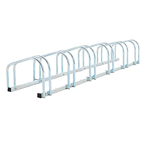 HOMCOM Aparcamiento 3 Bicicletas Soporte Aparcar Bici Suelo y Pared Garaje Almacenamiento Acero (3 Bicicletas)