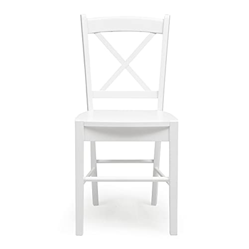 Homely Kiona Silla de Comedor o Cocina - Golf | Silla de Madera Lacada | Respaldo Ergonómico | Silla Diseño clásico | Silla para Comedor, Cocina, Salón | Color Blanco