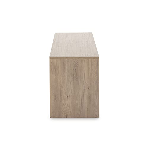 HOMN LIVING Mueble TV Panama 2 cajones 2 Puertas, Color Madera y Gris, 136 cm (Ancho) 40 cm (Profundo) 51 cm (Altura)