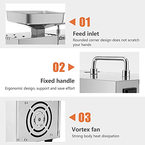 Huanyu 1500 W - Exprimidor de Aceite Esencial ≥ 90% de Alto Rendimiento de Aceite, Extractor de Aceite Caliente y frío, máquina de prensado con 45 ° -130 ° termostato automático Constante