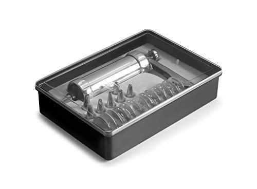 Ibili - Churrera, máquina de pastas, acero inoxidable, incluye 13 discos y 8 boquillas, churros rellenos, aluminio, 22 cm