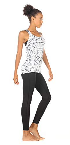 icyzone 2 en 1 Camiseta de Fitness Deportiva de Tirantes para Mujer Cruzado Deportivo -S-Tinta China