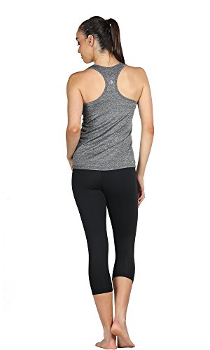 icyzone Camiseta de Tirantes Fitness Deportiva Mujer, Pack de 3 (L, Carboncillo/Lavanda/Melocotón)