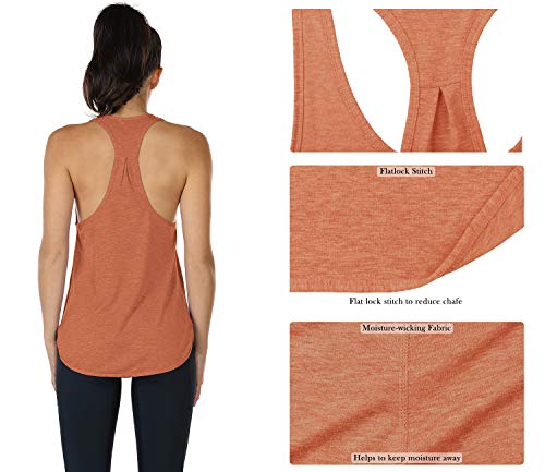 icyzone Camiseta sin Mangas de Fitness para Mujer Racerback Chaleco Deportivo, Pack de 2 (S, Pino Ahumado/Naranja Polvoriento)