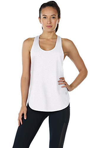 icyzone Camiseta sin Mangas de Fitness para Mujer Racerback Chaleco Deportivo (XS, Blanco)
