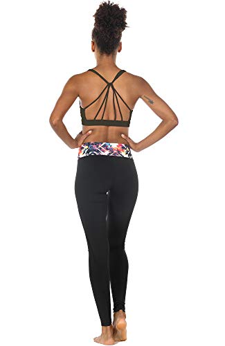 icyzone Sports Bra Yoga Cross Back Straps Design Exercise Fitness Underwear for Women -M-Ejercito Verde