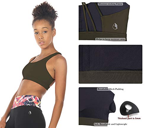 icyzone Sports Bra Yoga Cross Back Straps Design Exercise Fitness Underwear for Women -M-Ejercito Verde