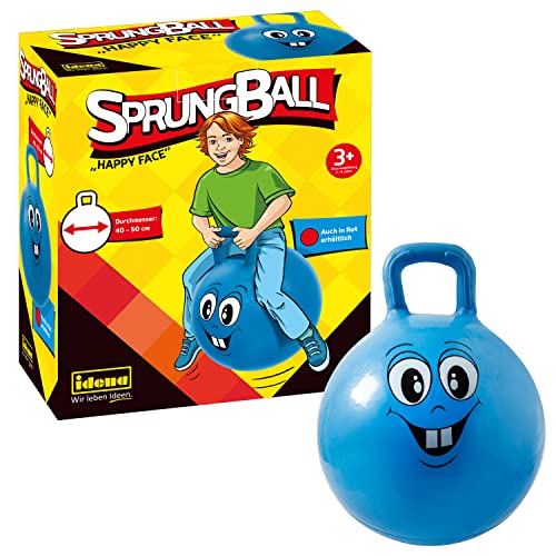 Idena-Happy Face-Pelota de Saltar (45-50 cm), Color Azul Berlin 40094