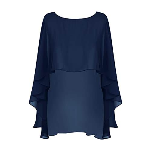 IEFIEL Chal Gasa Mujer Cardigan Elegante Manga Larga de Fiesta Mantón Ligero de Boda Ponchos y Capas Primavera y Verano Torera de Ceremonia A Azul Marino One Size