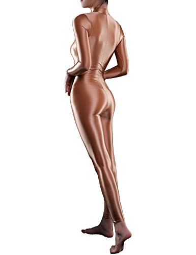 IEFIEL Maillot de Danza Ballet Mujer Mono Deportivo Fitness para Yoga Mono Manga Larga de Gimnasia Rítmica Body Completo de Actuaciones Fiesta Champán One Size