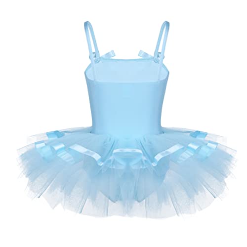 IEFIEL Maillot de Danza Ballet para Niña Maillot Tutú de Gimnasia Ritmica Niña Body Elegante de Danza Clásica Disfraz de Bailarina Ropa de Ballet S Azul 7-8 años
