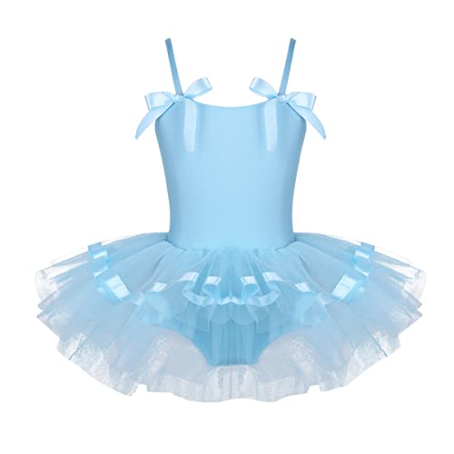 IEFIEL Maillot de Danza Ballet para Niña Maillot Tutú de Gimnasia Ritmica Niña Body Elegante de Danza Clásica Disfraz de Bailarina Ropa de Ballet S Azul 7-8 años