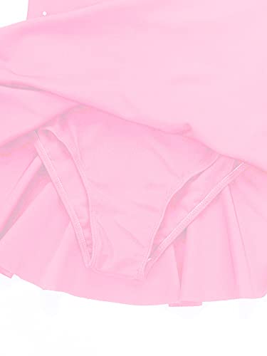 IEFIEL Maillot de Danza Ballet para Niña Vestido Brillante de Gimnasia Ritmica Niña Sin Manga Vestido de Patinaje Artistico Disfraz Bailarina Niña Rosa 9-10 años