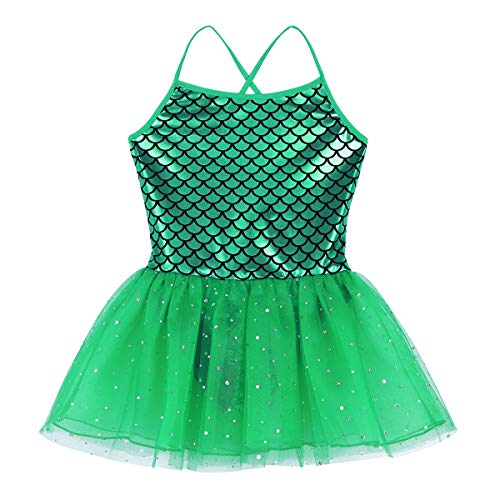 IEFIEL Vestido Danza Ballet para Maillot Tutu Princesa de Patinaje Artistico Vestido Sirena Sin Manga de Gimnasia Ritmica Dancewear Verde 10 años
