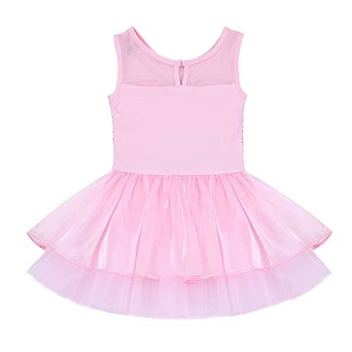 IEFIEL Vestido de Danza Ballet Niña Vestido Princesa de Patinaje Artistico Sin Manga Maillot Tutú de Danza Clásica Disfraz de Bailarina Niña 3-14 años Rosa 14 años