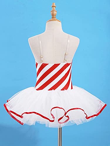 IEFIEL Vestido de Danza Ballet para Niña Maillot Lentejuelas Tutú de Patinaje Artistico Vestido Sin Manga de Danza Clásica Disfraz Bailarina Niña T Rojo 9-10 años