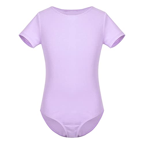 IEFIEL Vestido de Danza Ballet para Niña Maillot Manga Corta con Falda Corta de Danza Moderna Disfraz de Bailarina Niña Vestido de Patinaje Artistico Morado 5-6 años