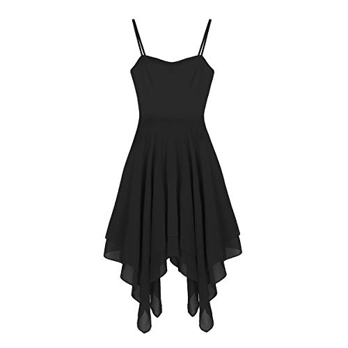 iiniim Vestido de Danza Ballet Asimétrico para Mujer Disfraz Bailarina Elegante Ropa de Danza Contemporánea Lírica Traje de Baile Moderno Actuacion Negro L
