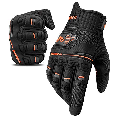 INBIKE Guantes Bicicleta Montaña Bici MTB Protección Largos Ciclismo Hombre Mujer Resistente Invierno Verano Pantalla Táctil Naranja XL