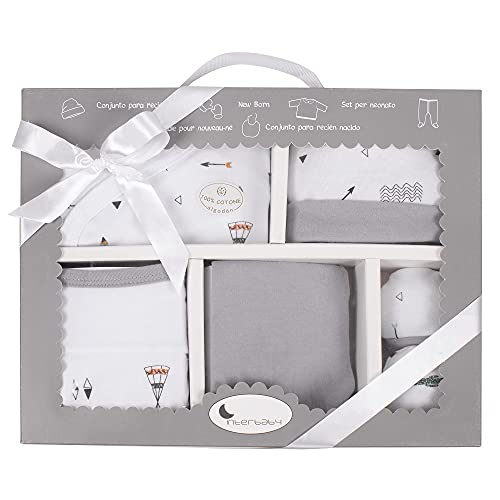 Interbaby SET07-31 - Set Primera Puesta Indio Gris Para Recién Nacido 5 Piezas, 340 g