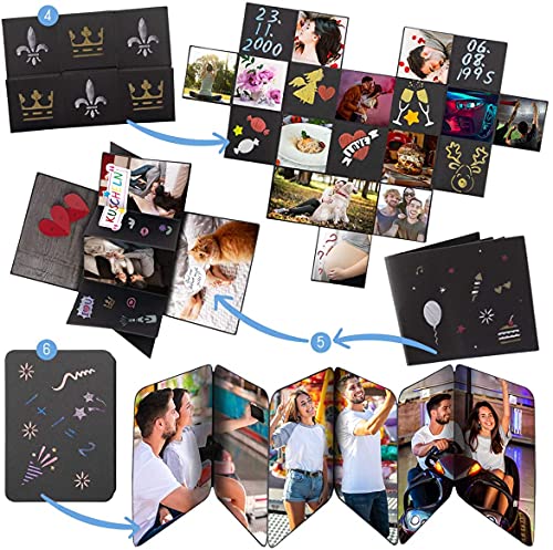 Int!rend Caja Sorpresa Explosiva XXL con Álbum de Fotos de Bricolaje 5 Plantillas - Regalo Personalizado Ocasiones Especiales - Cajas Originales para Regalos Amigas o Cumpleaños