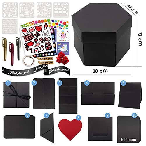 Int!rend Caja Sorpresa Explosiva XXL con Álbum de Fotos de Bricolaje 5 Plantillas - Regalo Personalizado Ocasiones Especiales - Cajas Originales para Regalos Amigas o Cumpleaños