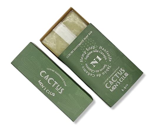 Jabón de Cáñamo,125 gr, Jabón Natural Hidratante con Aceites de Cáñamo y Cilantro, polvo de Espinaca y Extracto de Aloe Vera, Jabón Artesanal para Hombres, Vegano, Sin aceite de Palma,Sin Plástico