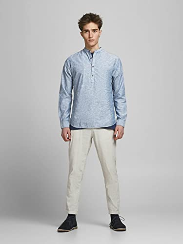 Jack & Jones Jprblasummer-Camiseta de Manga (Talla L/S) Larga, Denim/Ajuste: Corte Ajustado, XL para Hombre