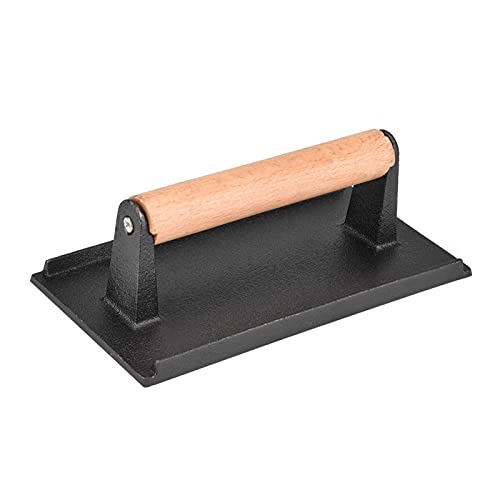 Jacksking Prensa de Tocino de Hierro Fundido, Peso de Filete Comercial Mango de Madera Parrilla de Tocino Prensa de Hamburguesa Prensa de Queso Prensa de Plancha Cocina Carne Peso