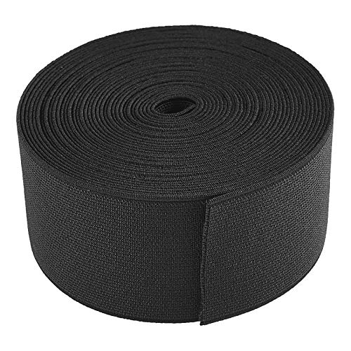 Jalan Bandas elásticas de Estiramiento Fuerte de 50 mm, Correa elástica para Coser Tejer, Manualidades de Bricolaje, 6 Metros, Negro