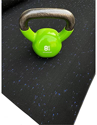 Jardin202 - Esterilla de Ejercicio y Fitness Especial para Gimnasios | Sport Premium | Moteado Azul | Base Negra | 1'25m (Ancho) x 3m (Largo) (6mm de Altura)