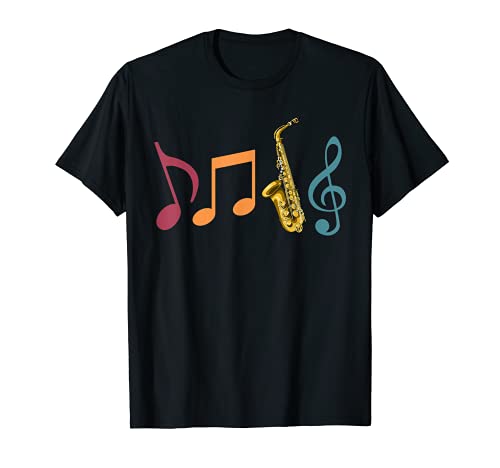Jazz Saxófono Clave Del Sol Músico Nota Musical Saxofonista Camiseta