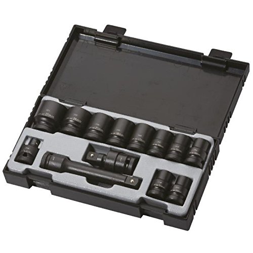 JBM 52341 - Pack de 13 Piezas con 10 Vasos de Impacto Hexagonales, Adaptador, Articulación Universal y Barra de Extensión.