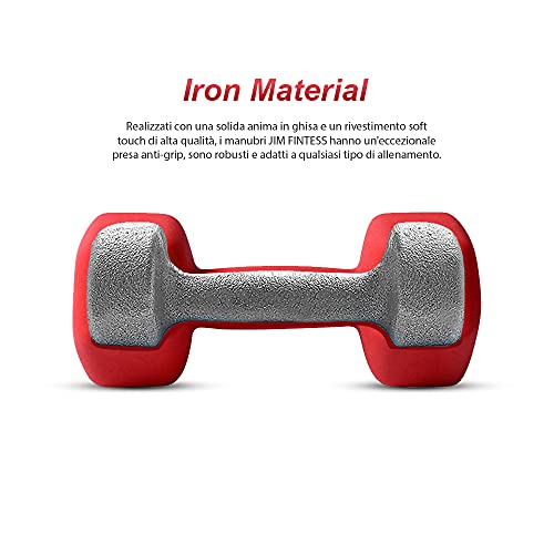 JIM Fitness Par de mancuernas hexagonales de goma Soft Touch de 2 x 4 kg.
