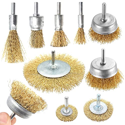 JJQHYC 9 PCS Juego de cepillos de alambre con tubo redondo para eliminar óxido y pintura