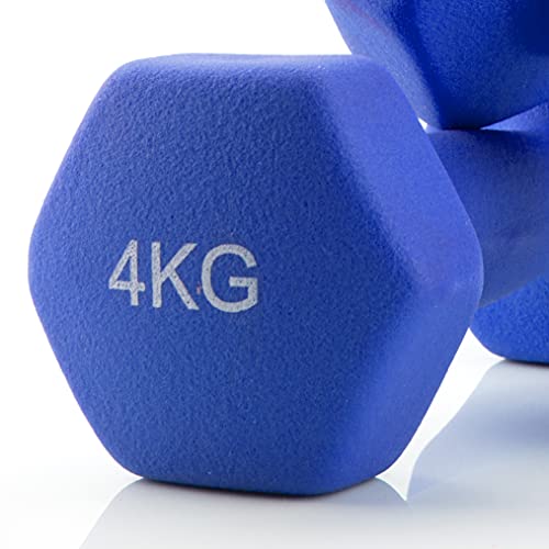 Jocca - Set de 2 Mancuernas de 4kg | Pesas y Mancuernas de Neopreno | Gimnasio en casa | Fitness en casa | Fuerza, tonificación y pérdida de grasa