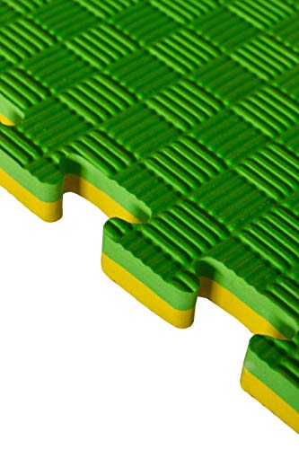 JOWY Estructura Packs Tatami Puzzle para Gimnasio Artes Marciales Judo | Suelo Tatami Profesional 1mx1mx25mm Acabado 5 Líneas (Amarillo/Verde, Cantidad a Elegir)