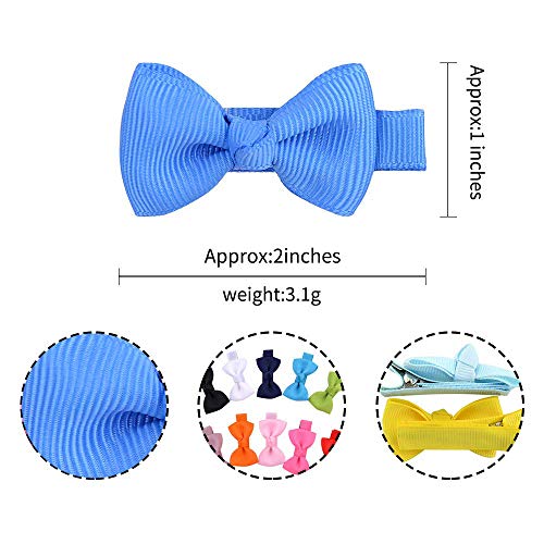 JOYOYO 50 clips de pelo para bebé, mini arcos de bebé de 2 pulgadas, lazo de cinta con cinta completa cubierta antideslizante clips de pelo para bebé, pequeños clips de lazo para bebé