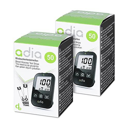 Juego de glucómetro adia que incluye 110 tiras reactivas de glucosa en sangre, dispositivo de punción, 10 lancetas, diario y bolsa