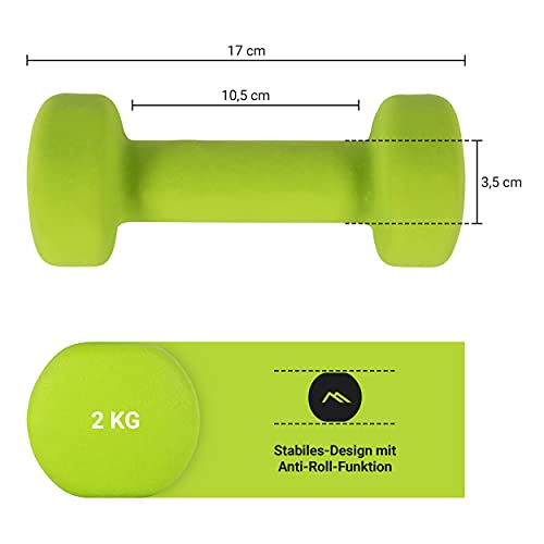 Juego de mancuernas neopreno 0,5 - 5 kg par con póster de ejercicios | Mancuernas, Pesas