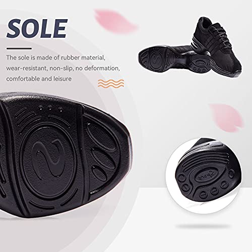 JUODVMP Mujer Dance Fitness Sneakers Entrenadores Transpirables Fondo Ligero Antideslizante Resistente Desgaste Zapatos Baile Moderno,Modello T01AB-Black-QD, 45EU